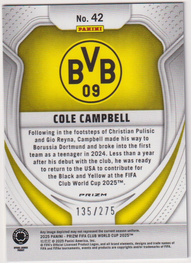 Panini PRIZM 2024-25 Cole Campbell Rookie Borussia Dortmund FIFA CLUB WORLD – Bild 2