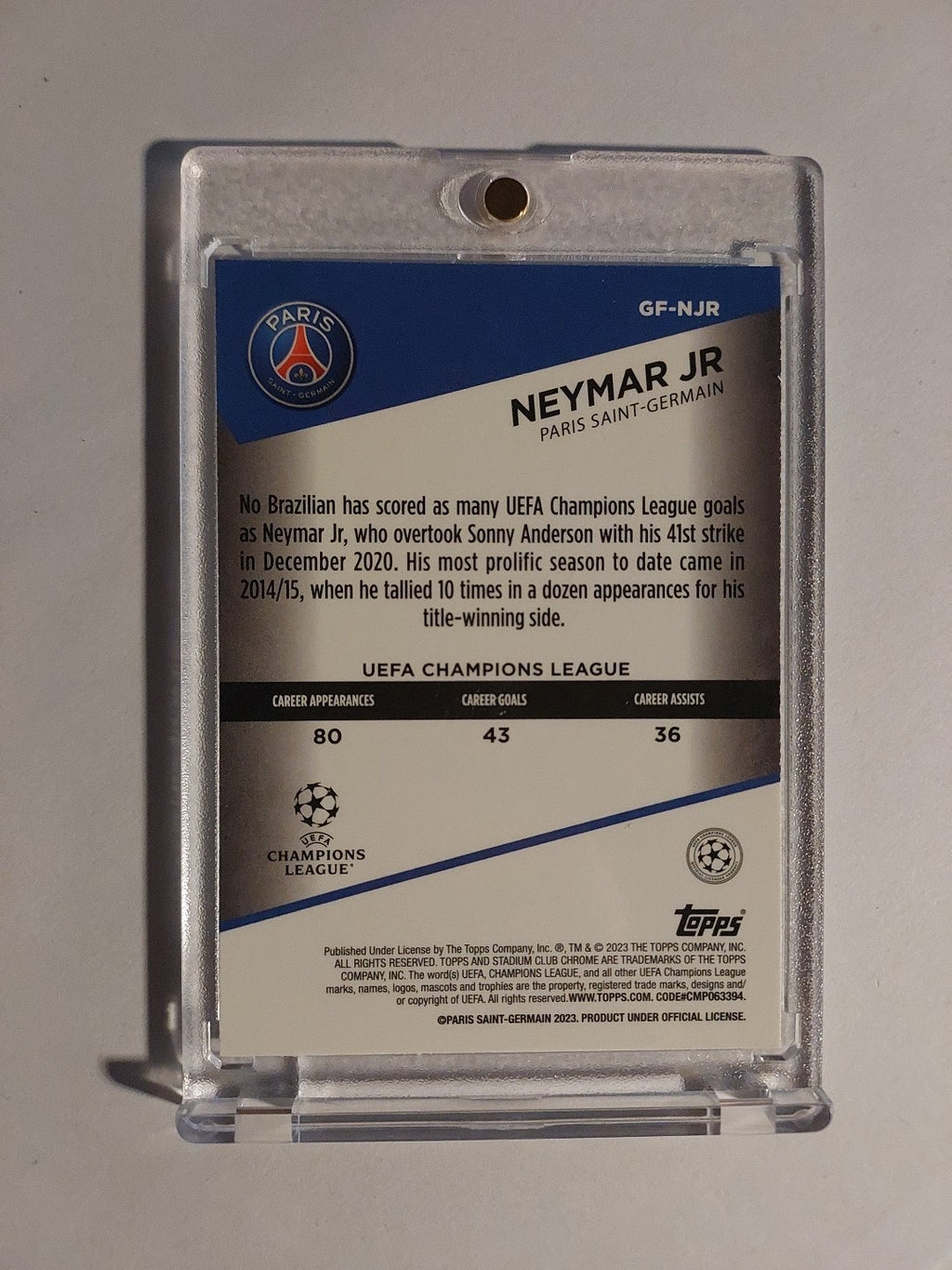 Topps UCC 2022-23 Neymar Jr Paris Saint-Germain Parallel Refractor Insert Rare – Bild 2