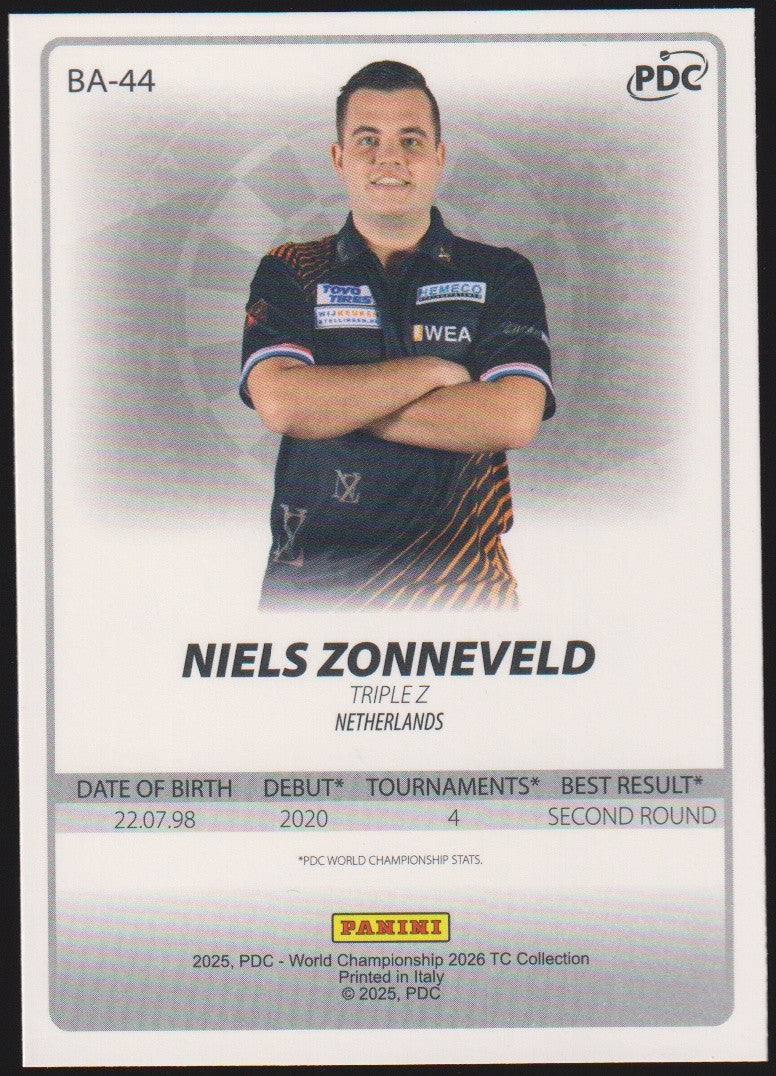 Panini PDC World Championship 2026 NIELS ZONNEVELD "TRIPLE Z" Refractor Parallel – Bild 2