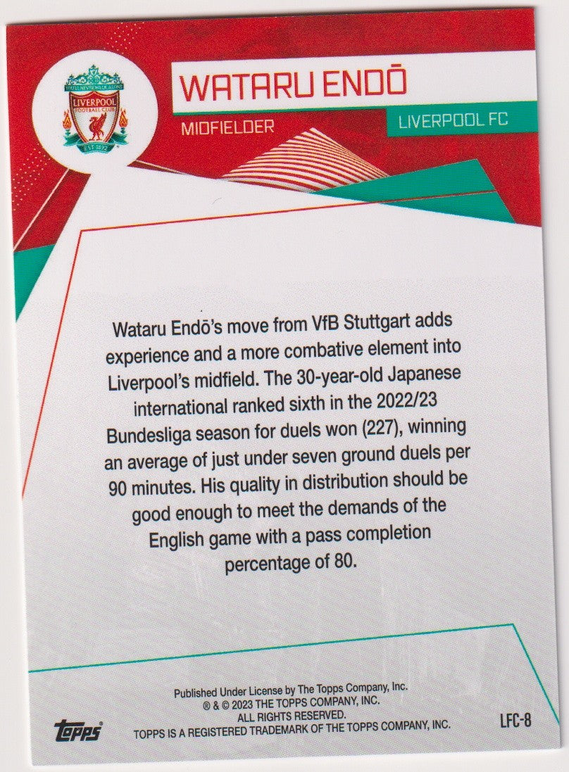 Topps 2022-23 Wataru Endo Liverpool FC Parallel 184/239 Rare 184/299 – Bild 2
