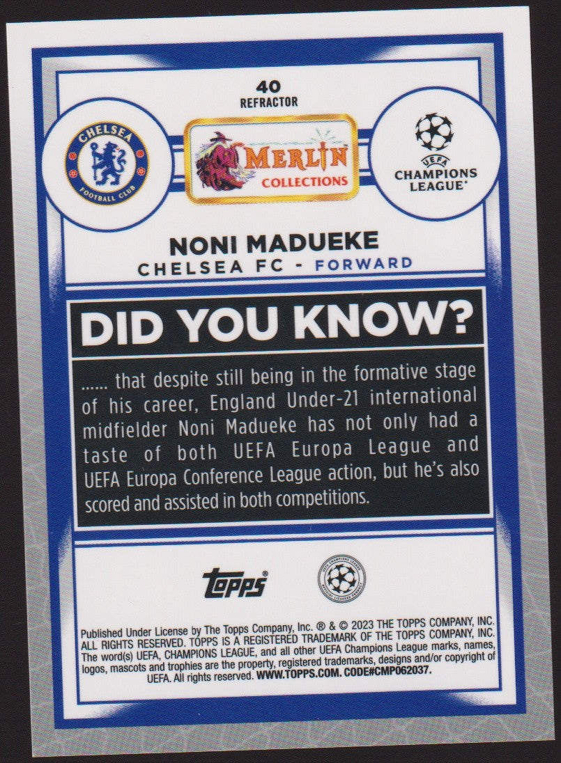 Topps Merlin Collections Noni Madueke Chelsea FC UEFA Champions League Parallel – Bild 2