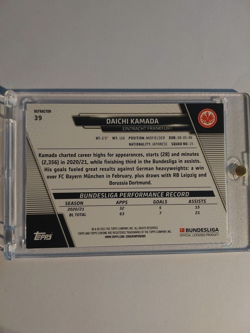 Topps Chrome Bundesliga 2021-22 Daichi Kamada Eintracht Frankfurt Parallel – Bild 2