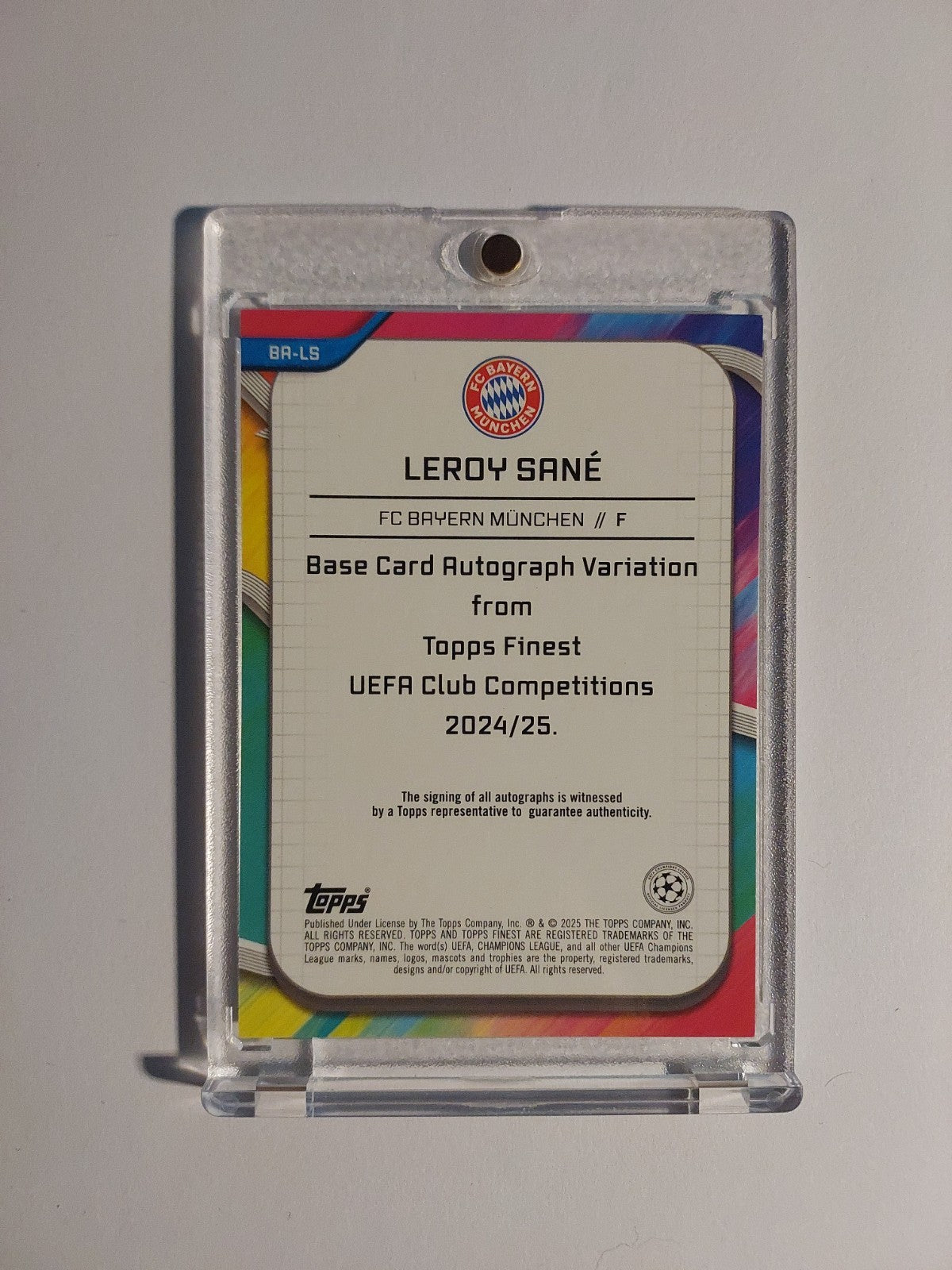 Topps UCC Finest 2024-25 Leroy Sane Auto Bayern München Parallel 7/25 Refractor – Bild 2