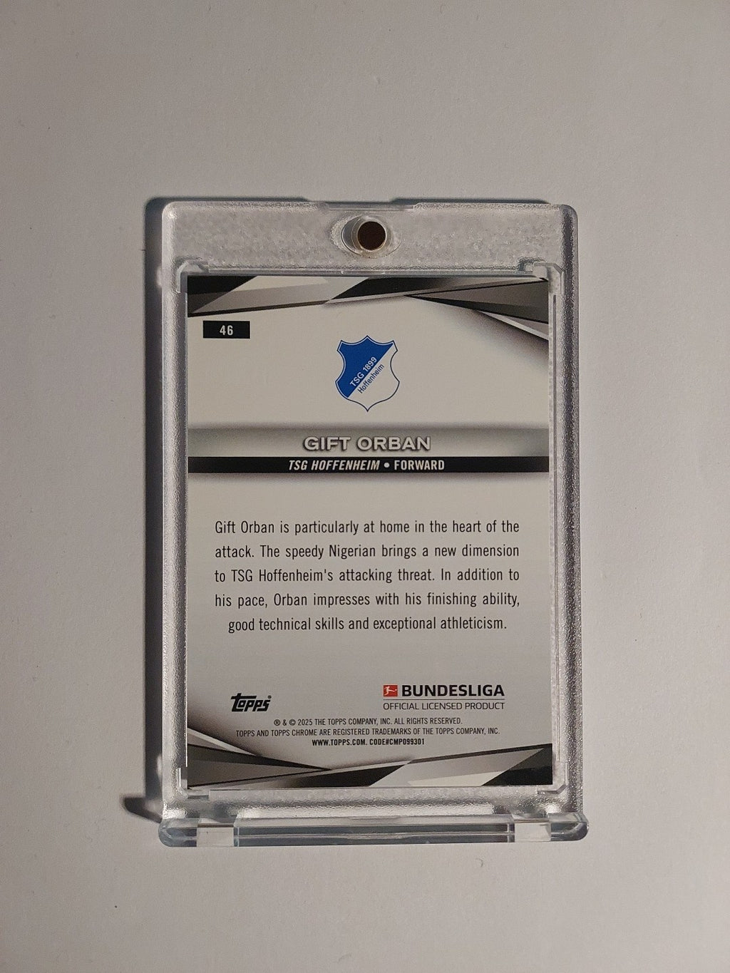 Topps Chrome Bundesliga 2025-26 Gift Orban Hoffenheim Parallel 33/199 Refractor – Bild 2