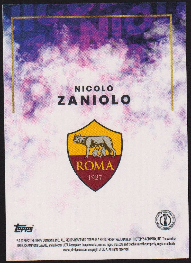 Topps Champions League 2021-22 Nicolò Zaniolo AS Roma Parallel Rare Nr. 22 – Bild 2