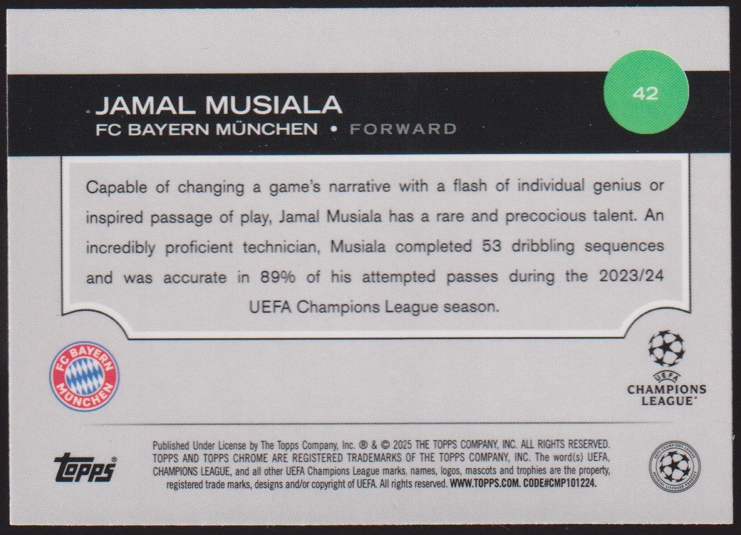Topps Chrome 2023-24 Jamal Musiala FC Bayern München Parallel Rare – Bild 2