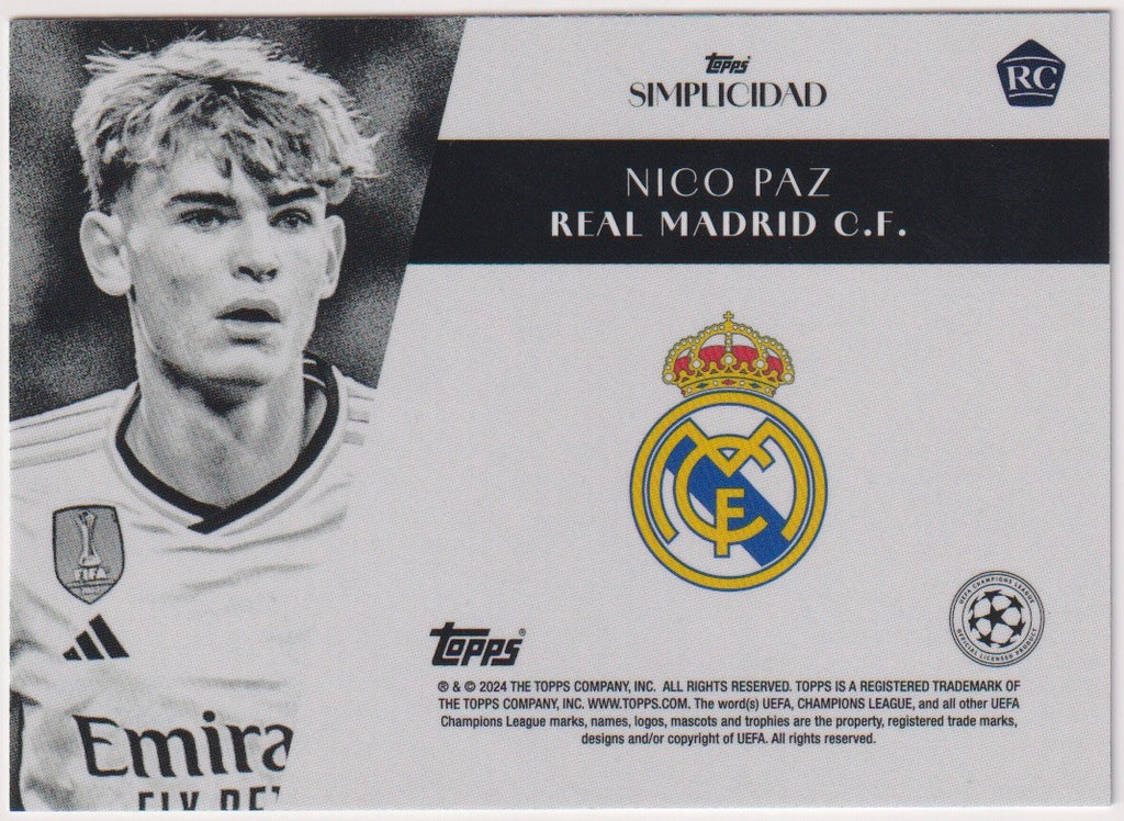 Topps Simplicidad 2024-25 Nico Paz Rookie Real Madrid C.F. Parallel Rare – Bild 2
