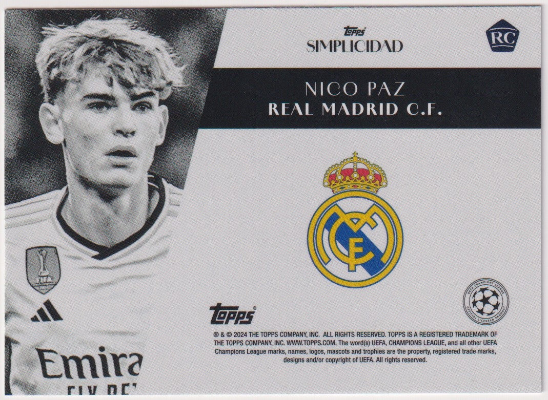 Topps Simplicidad 2024-25 Nico Paz Rookie Real Madrid C.F. Parallel Rare – Bild 2