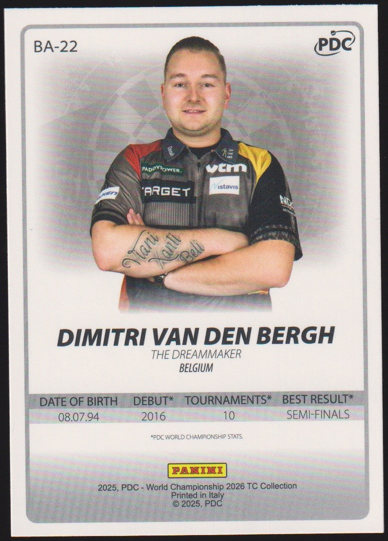 Panini PDC World Championship 2026 Dimitri Van den Bergh Refractor Parallel – Bild 2
