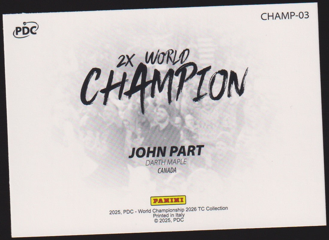 Panini PDC World Championship 2026 John Part "Darth Maple" Refractor Parallel – Bild 2