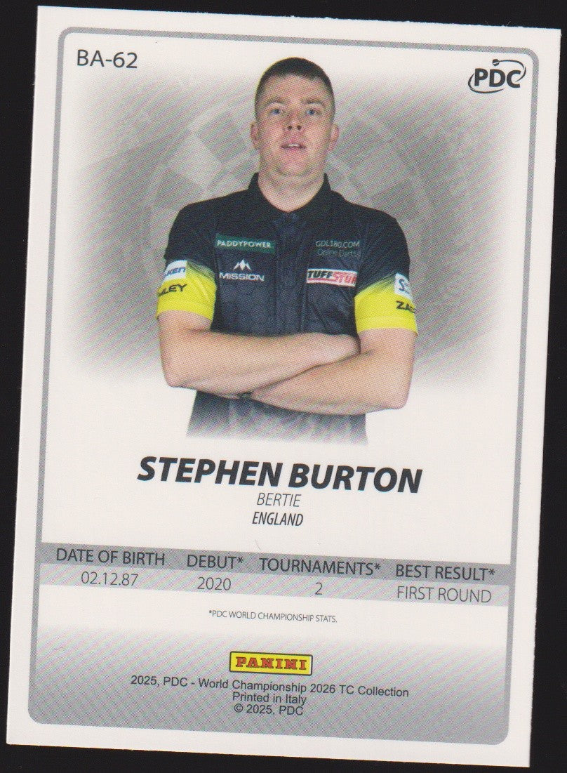 Panini PDC World Championship 2026 Stephen Burton Refractor Parallel – Bild 2