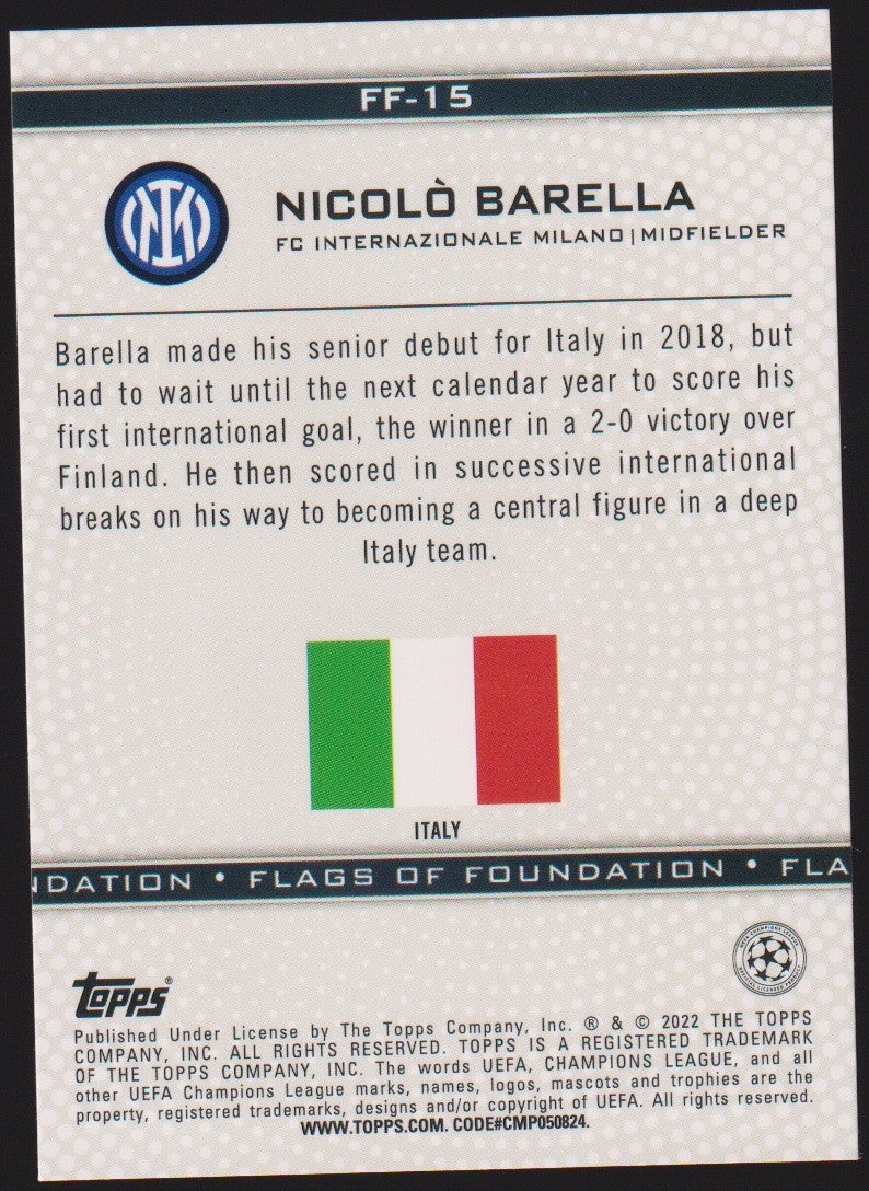 Topps 2021-22 Nicolò Barella FC Internazionale Milano Parallel Rare – Bild 2