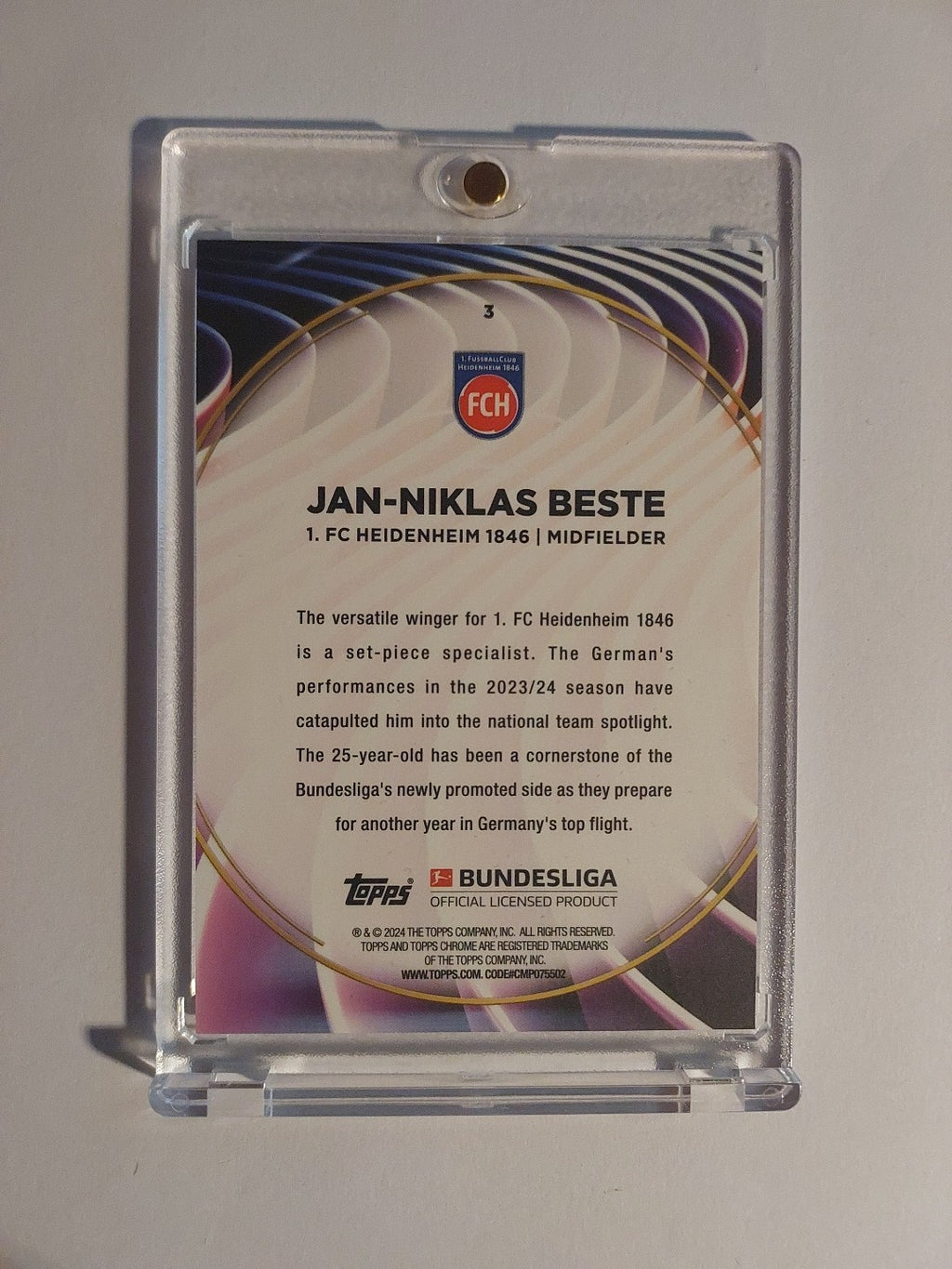 Topps 60 Jahre Bundesliga 2023-24 Jan-Niklas Beste FC Heidenheim Parallel – Bild 2