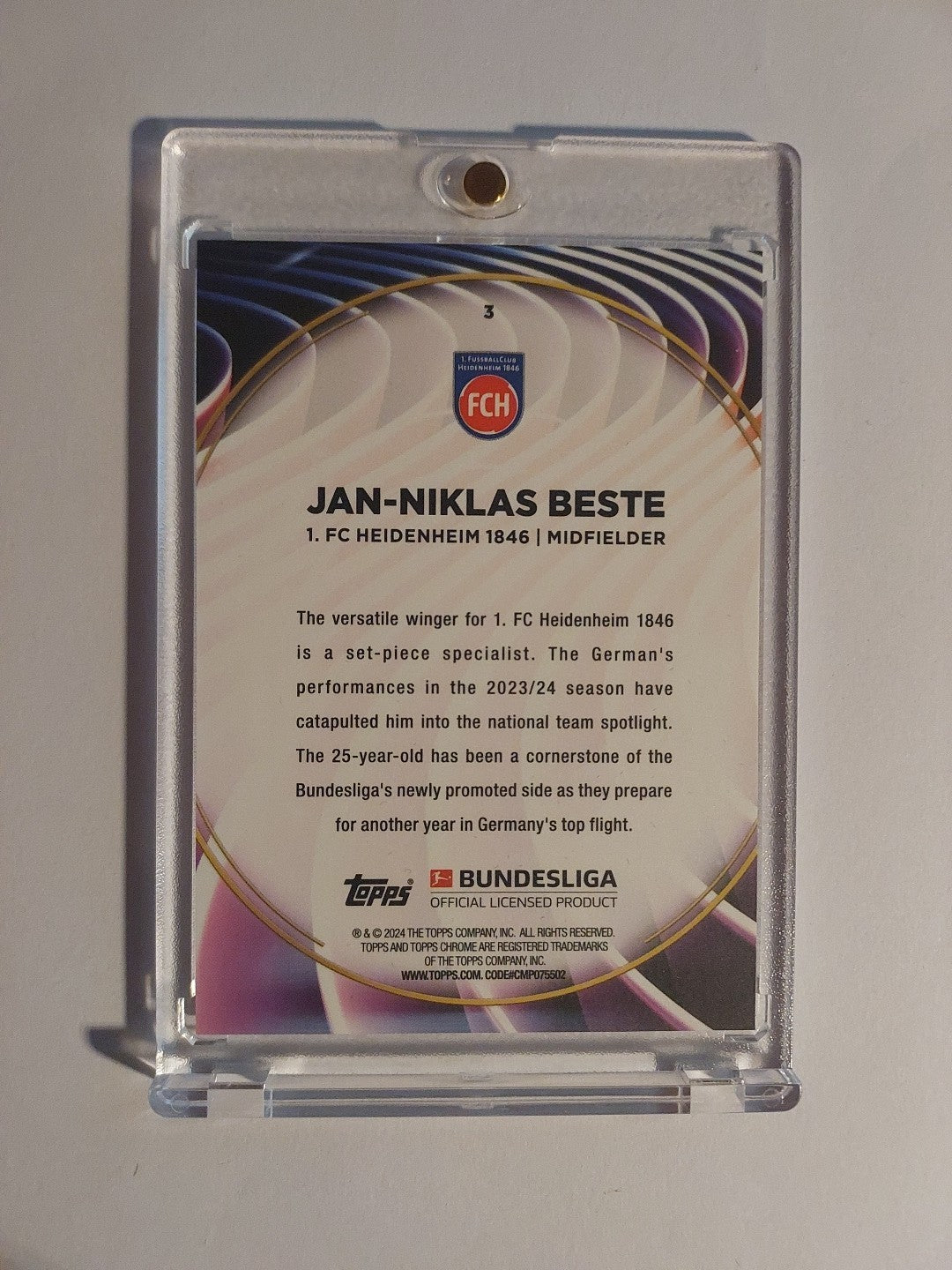 Topps 60 Jahre Bundesliga 2023-24 Jan-Niklas Beste FC Heidenheim Parallel – Bild 2