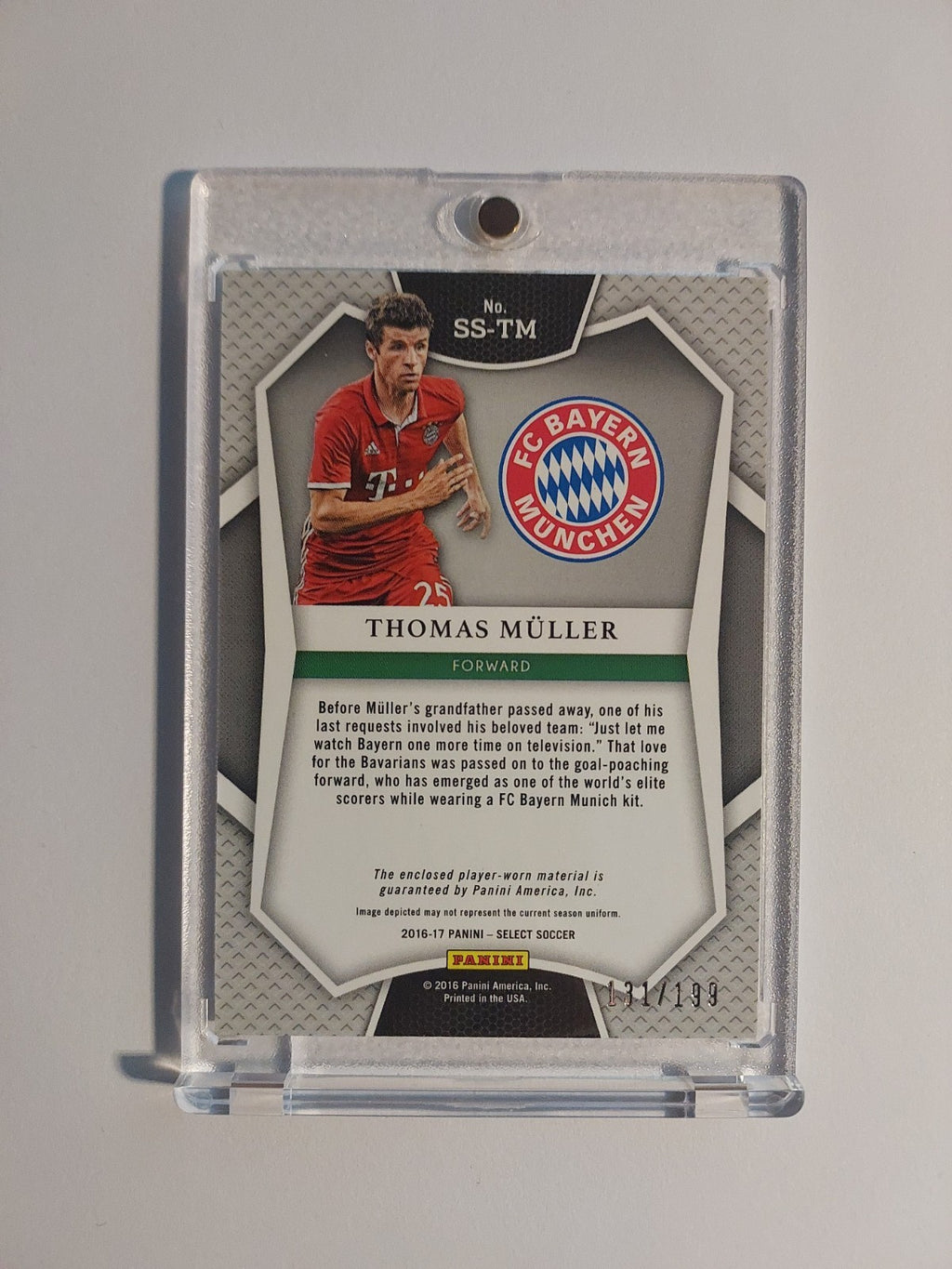 Panini Select 2016-17 Thomas Müller Patch Relic Bayern München Parallel 131/199 – Bild 2