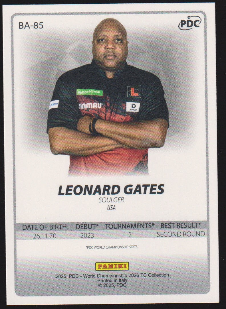 Panini PDC World Championship 2026 Leonard Gates "Soulger" Refractor Parallel – Bild 2