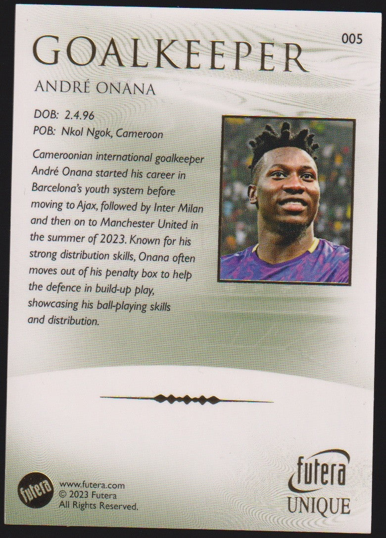 Futura Unique 2022-23 André Onana Cameroon Parallel Rare Nr. 005 – Bild 2