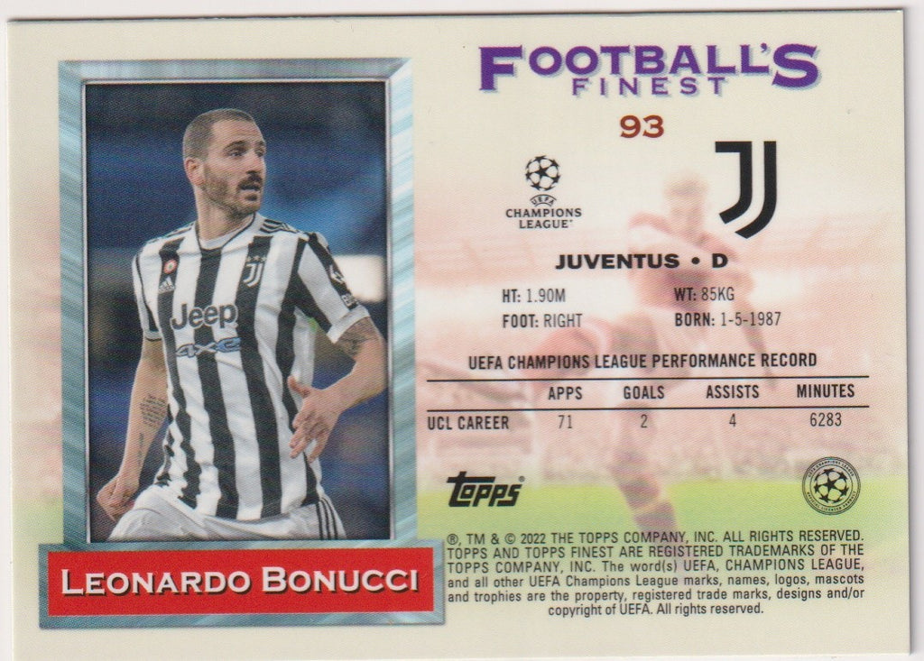 Topps Football's Finest 2021-22 Leonardo Bonucci Juventus Parallel Rare – Bild 2