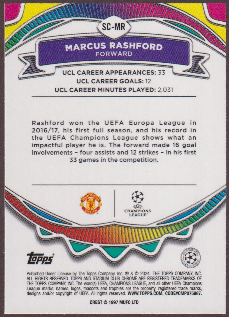 Topps Stadium Club Chrome 2023-24 Marcus Rashford Manchester United Parallel – Bild 2