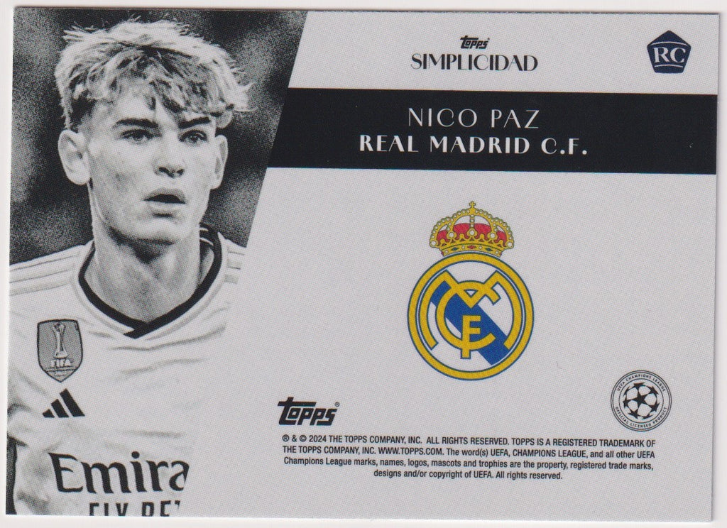 Topps Simplicidad 2024-25 Nico Paz Rookie Real Madrid C.F. Parallel Rare – Bild 2