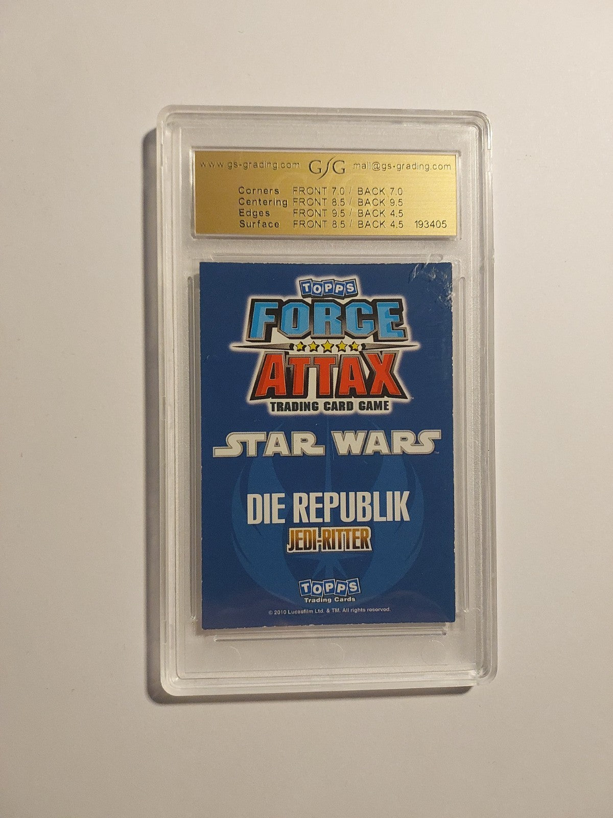 Topps Star Wars 2010 Plo Koon Jedi Republik GSG 6 = PSA Force Parallel Refractor – Bild 2