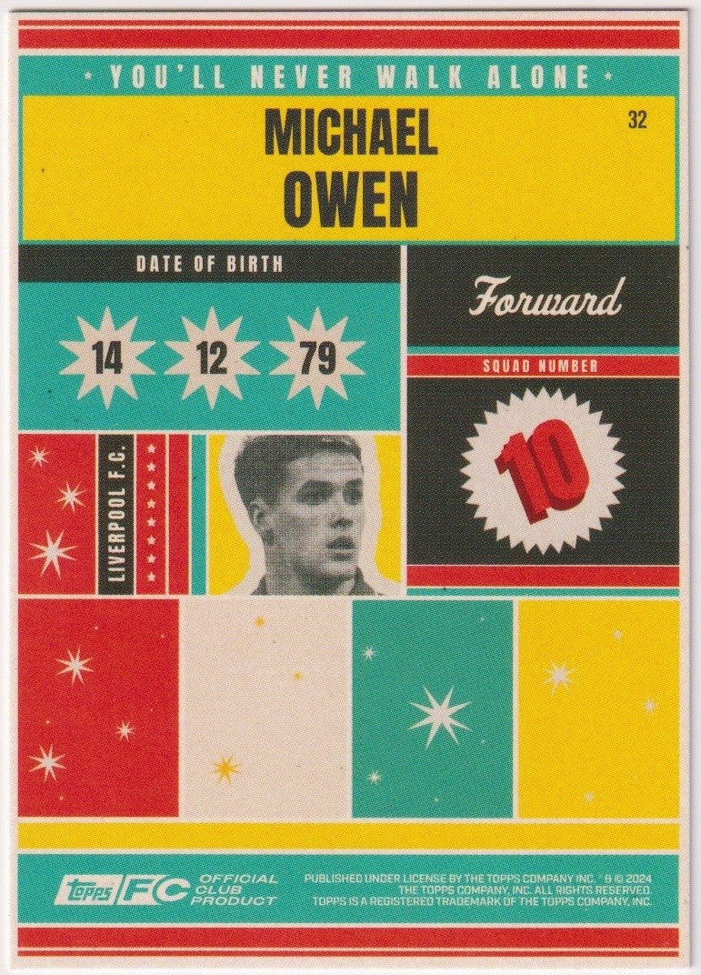 Topps You'll Never Walk Alone 2023-24 Michael Owen Liverpool F.C. Parallel Rare – Bild 2