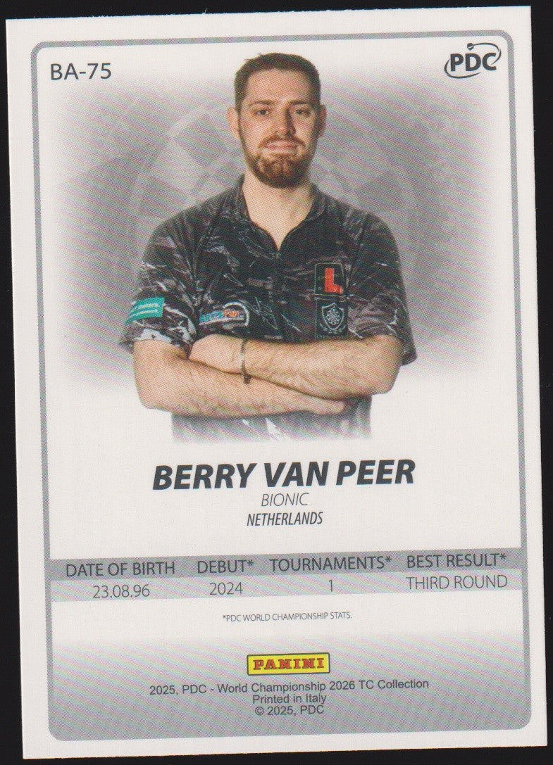 Panini PDC World Championship 2026 Berry Van Peer Refractor Parallel – Bild 2