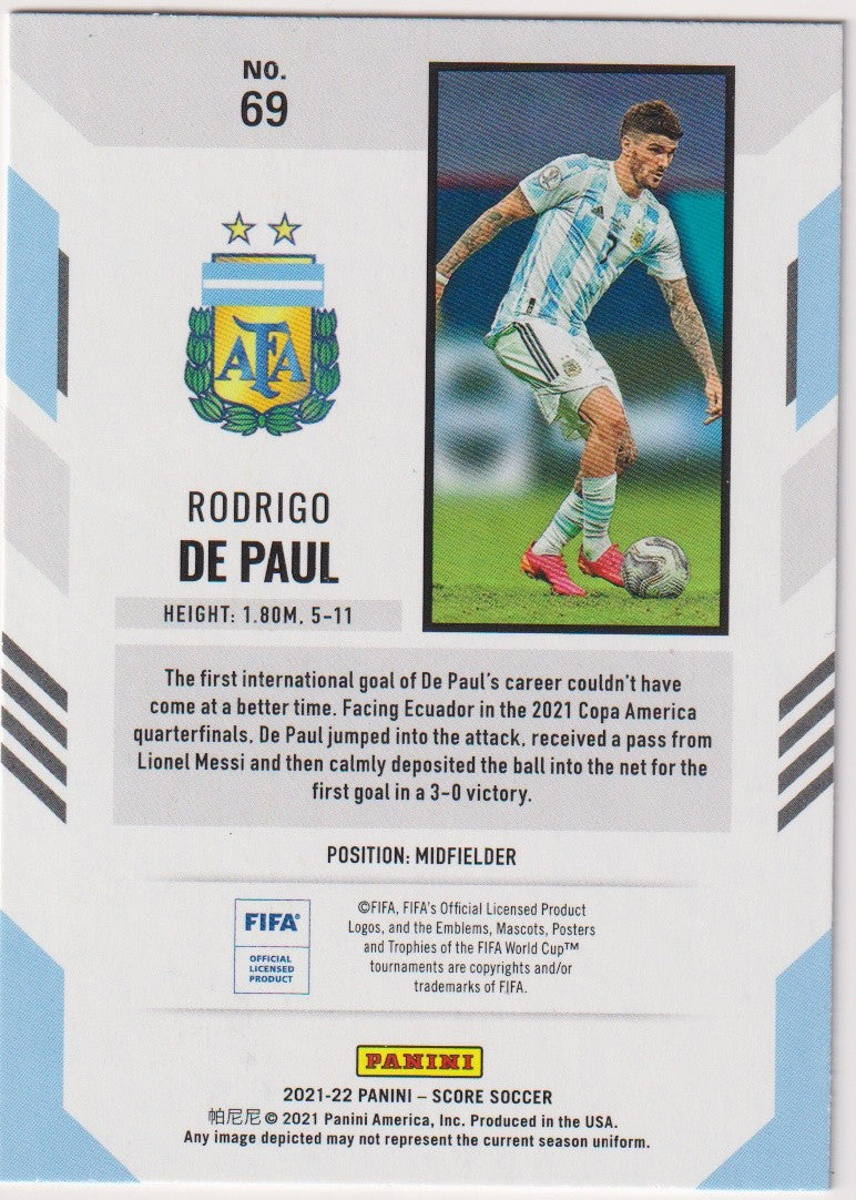 Panini 2021-22 Panini - Score Soccer 2021-22 Rodrigo De Paul Argentina Parallel – Bild 2