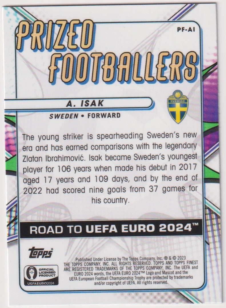 Topps Finest 2023-24 Alexander Isak Schweden Parallel Refractor – Bild 2
