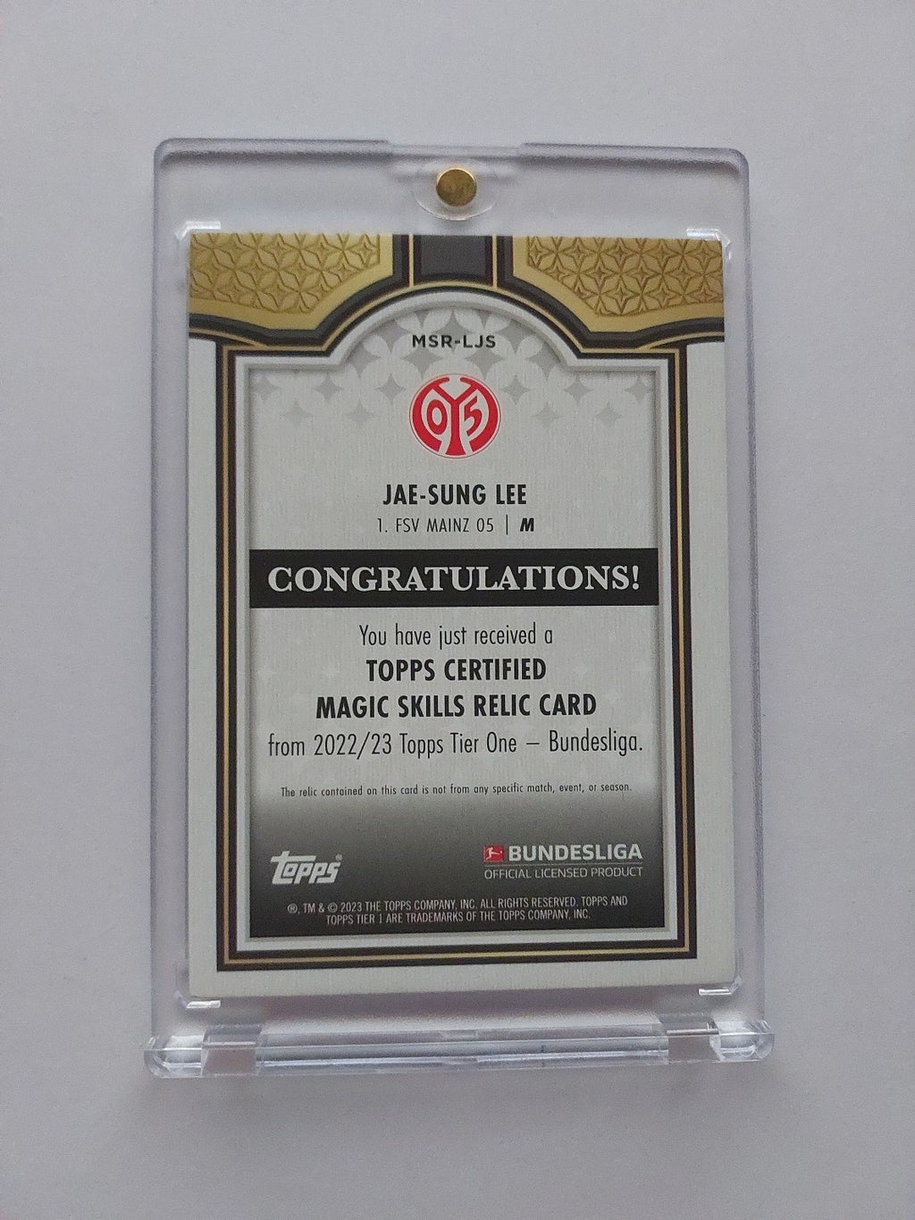 Topps Bundesliga 2022-23 Jae-Sung Lee Mainz Nummeriert 123/144 Patch Relic – Bild 2