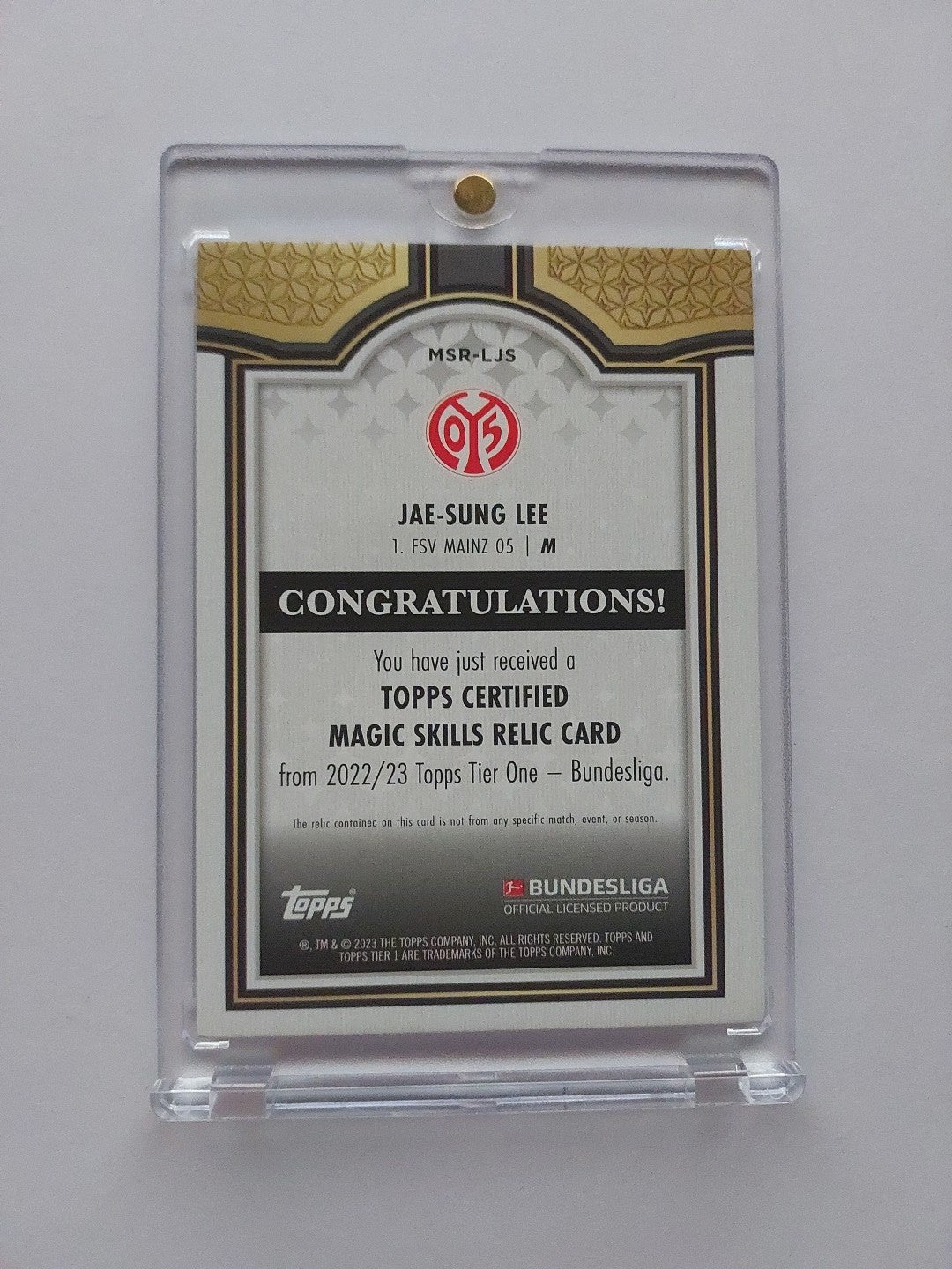 Topps Bundesliga 2022-23 Jae-Sung Lee Mainz Nummeriert 123/144 Patch Relic – Bild 2