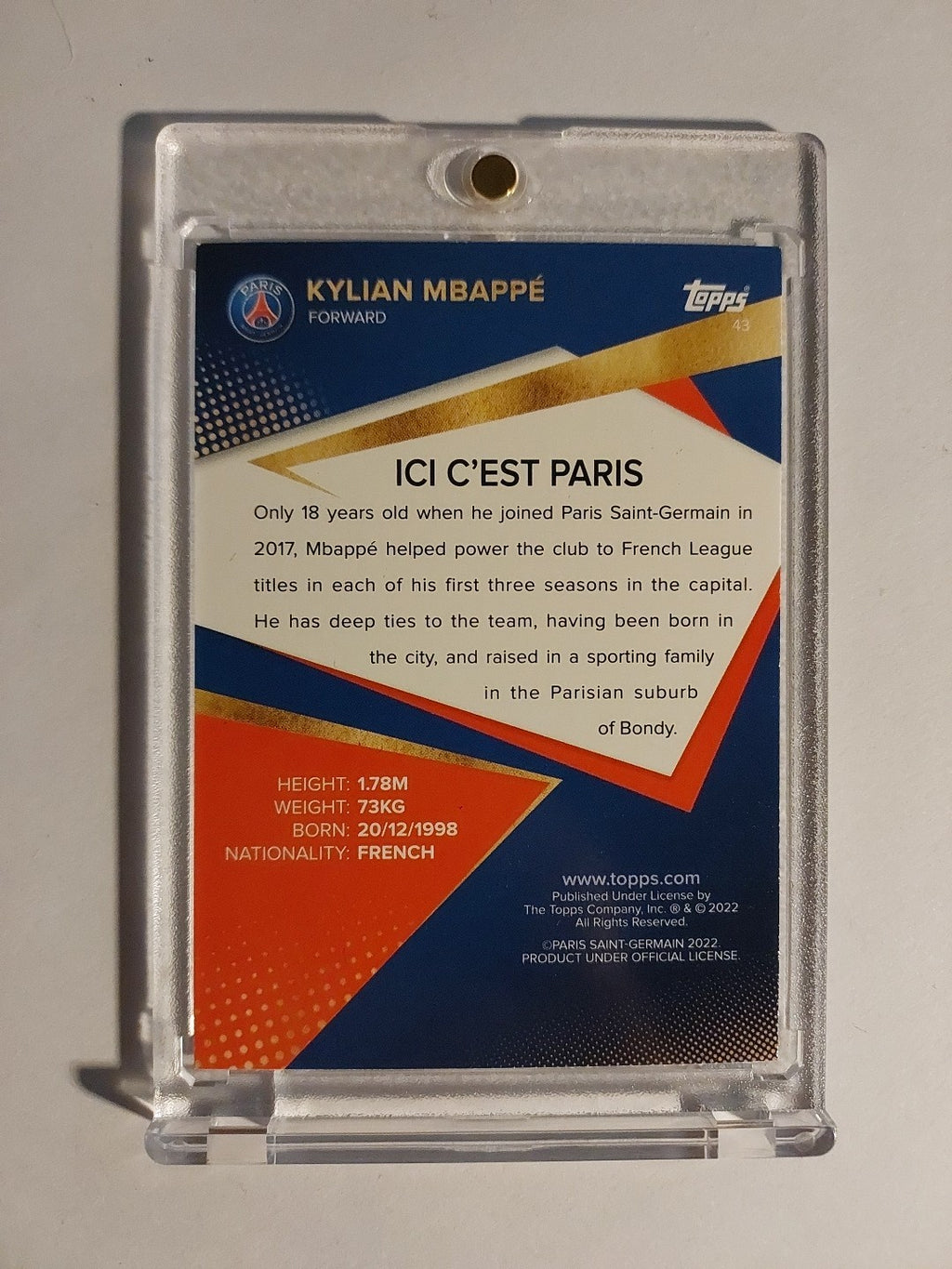 Topps Paris Saint-Germain Team Set 2021-22 Kylian Mbappé Parallel Insert Rare – Bild 2