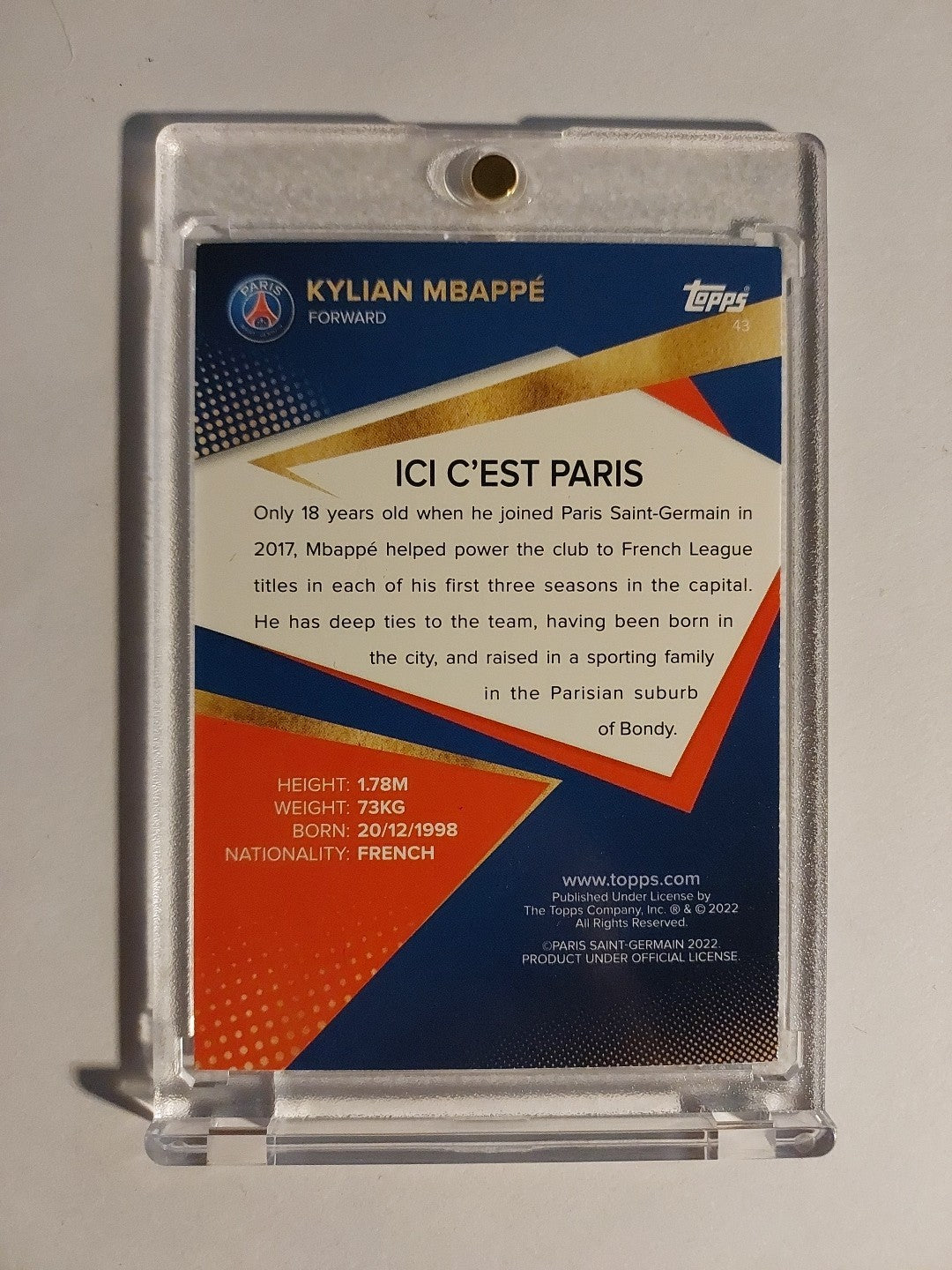 Topps Paris Saint-Germain Team Set 2021-22 Kylian Mbappé Parallel Insert Rare – Bild 2