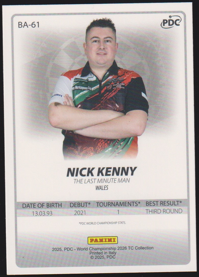 Panini PDC World Championship 2026 Nick Kenny Refractor Parallel – Bild 2