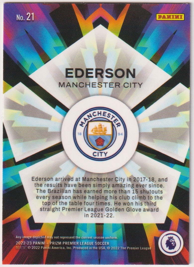 Panini Prizm Premier League Soccer 2021-22 Ederson Manchester City Parallel – Bild 2