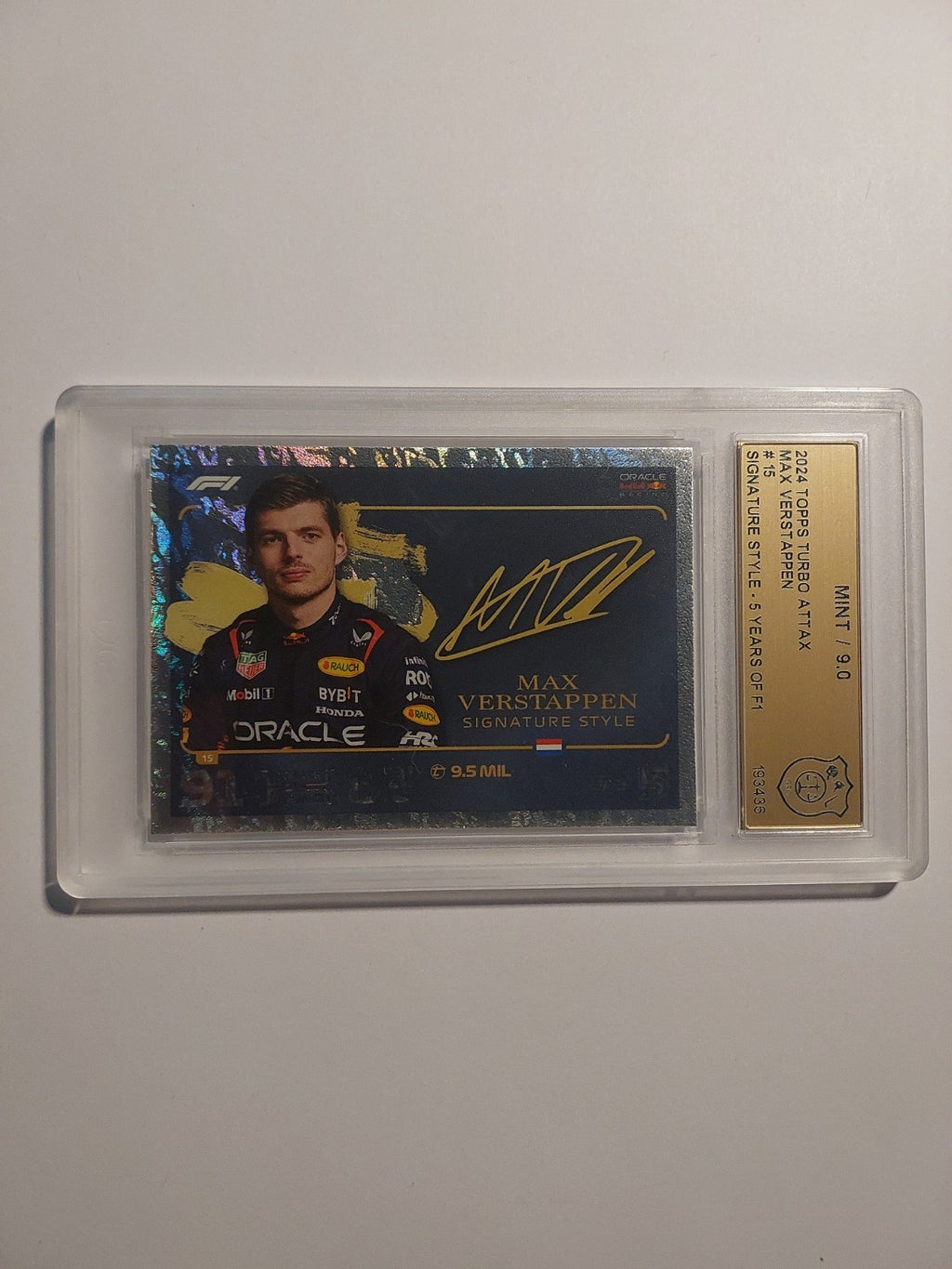 Topps Turbo 2024 Max Verstappen Auto Style F1 RB Racing GSG 9 = PSA Parallel Hit – Bild 2
