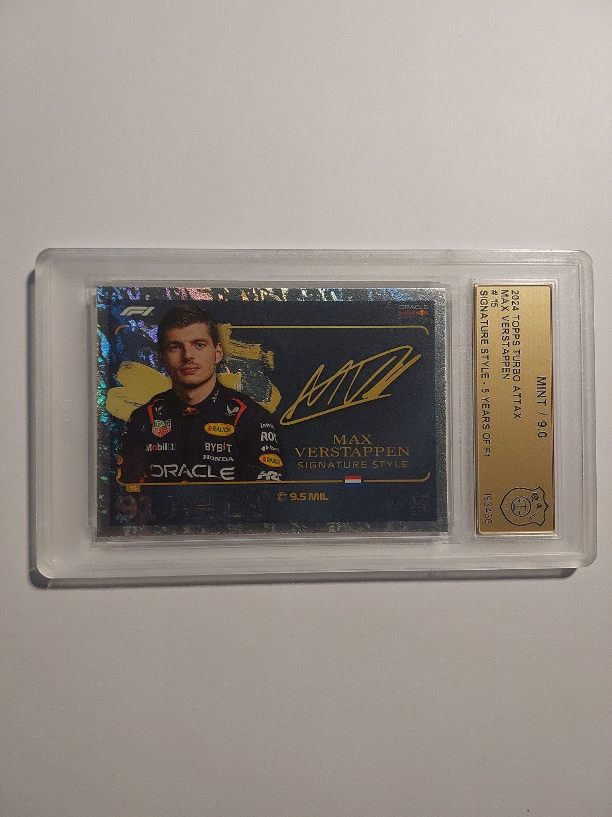 Topps Turbo 2024 Max Verstappen Auto Style F1 RB Racing GSG 9 = PSA Parallel Hit – Bild 2