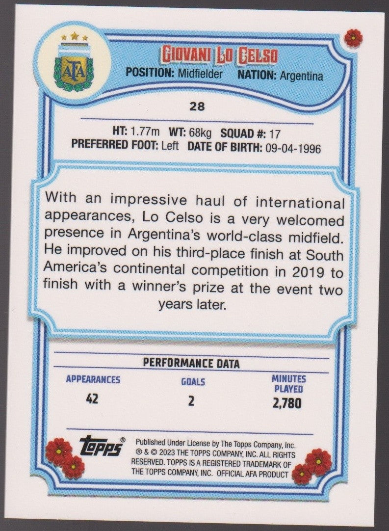 Topps 2022-23 Giovanni Lo Celso Argentina Parallel Rare – Bild 2