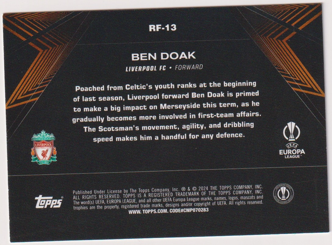 Topps Road to Dublin 2023-24 Ben Doak Rookie Liverpool Europa League Parallel – Bild 2