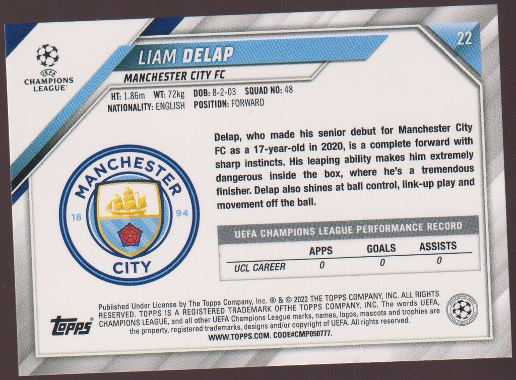 Topps 2021-22 Liam Delap Rookie Manchester City FC Parallel Rare – Bild 2