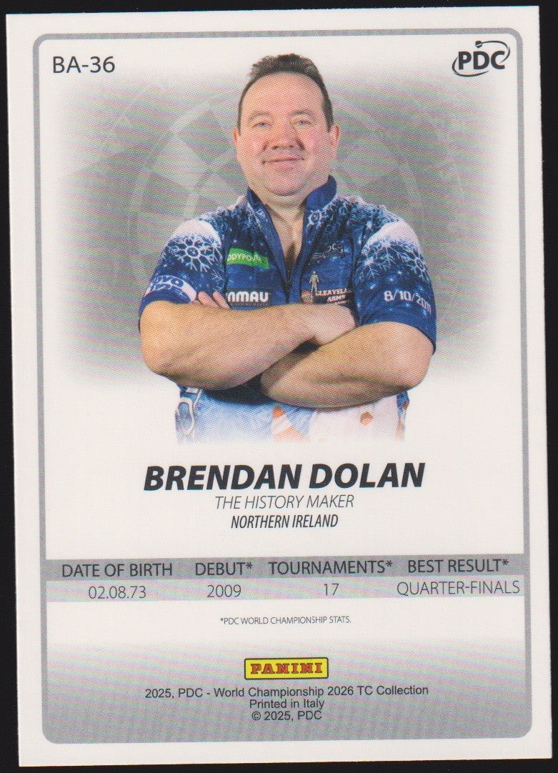 Panini PDC World Championship 2026 Brendan Dolan Refractor Parallel – Bild 2