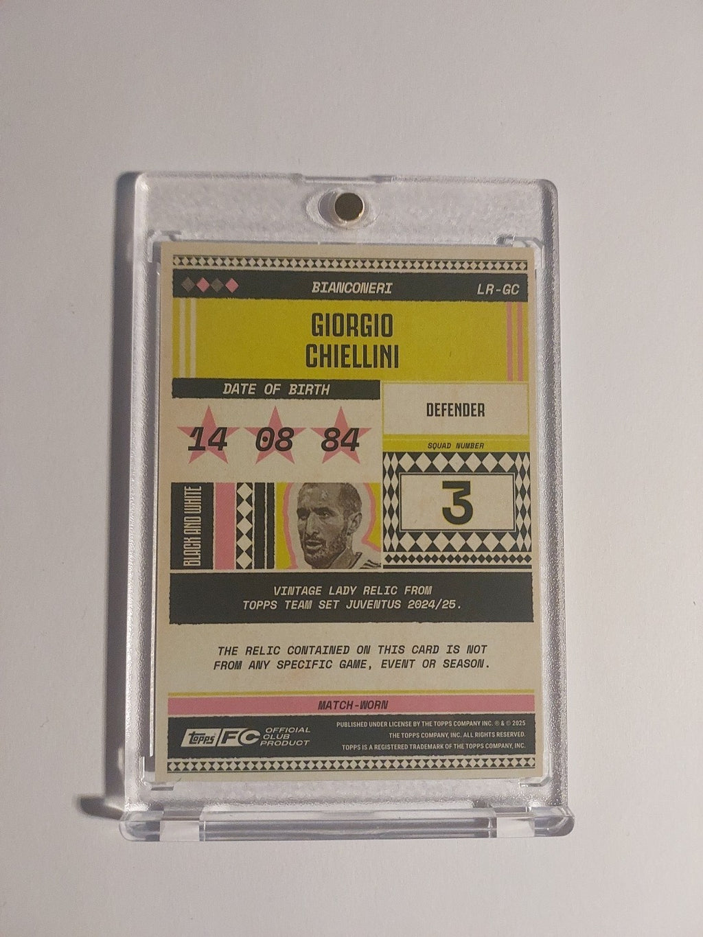 Topps Juventus Team Set 2024-25 Giorgio Chiellini Patch, Relic Numbered 60/99 – Bild 2