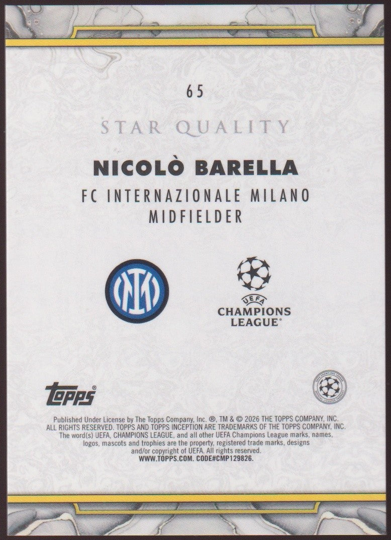 Topps Inception 2025-26 Nicolo Barella FC Internazionale Milano Parallel 136/199 – Bild 2