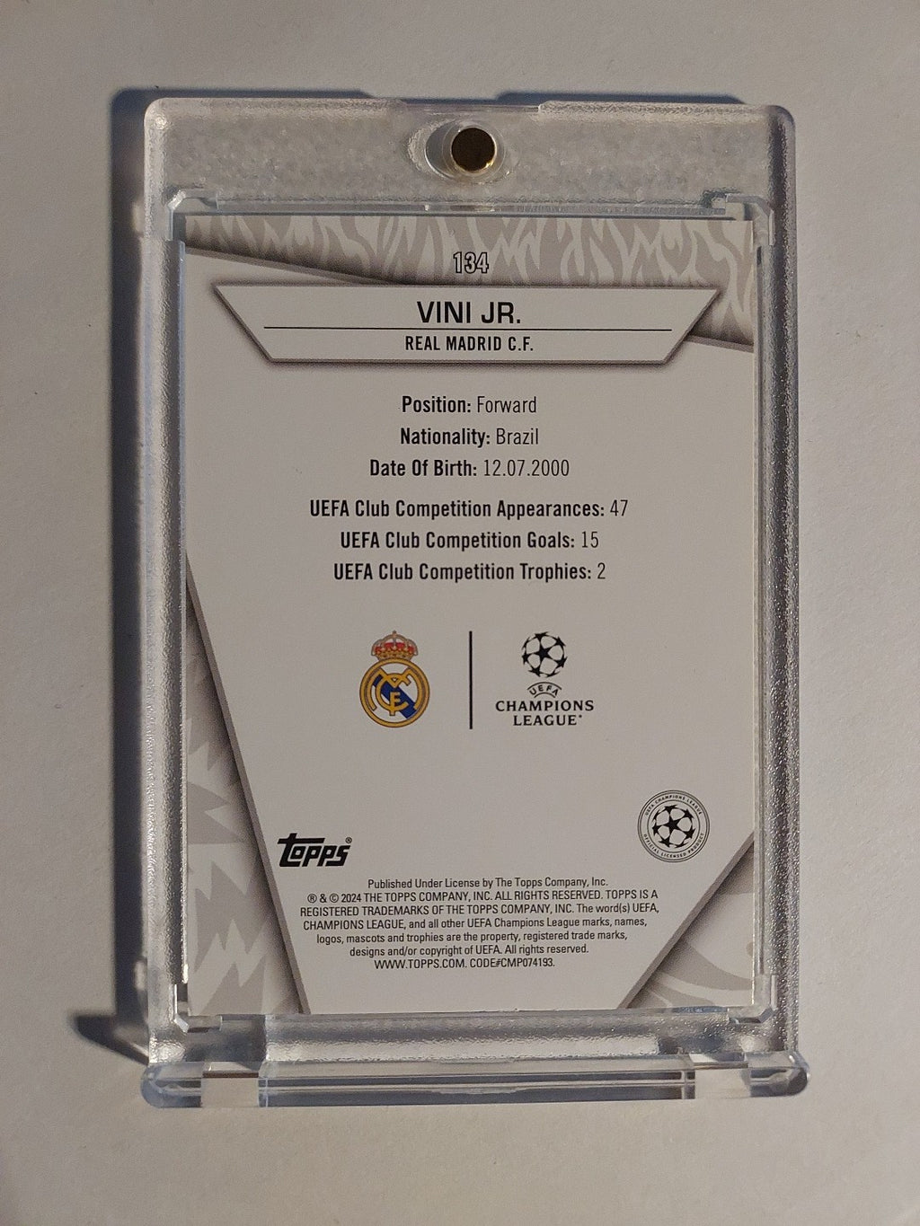 Topps UCC Stars 2023-24 Vinicius Jr. Real Madrid Insert Parallel Ultra Rare Hit – Bild 2