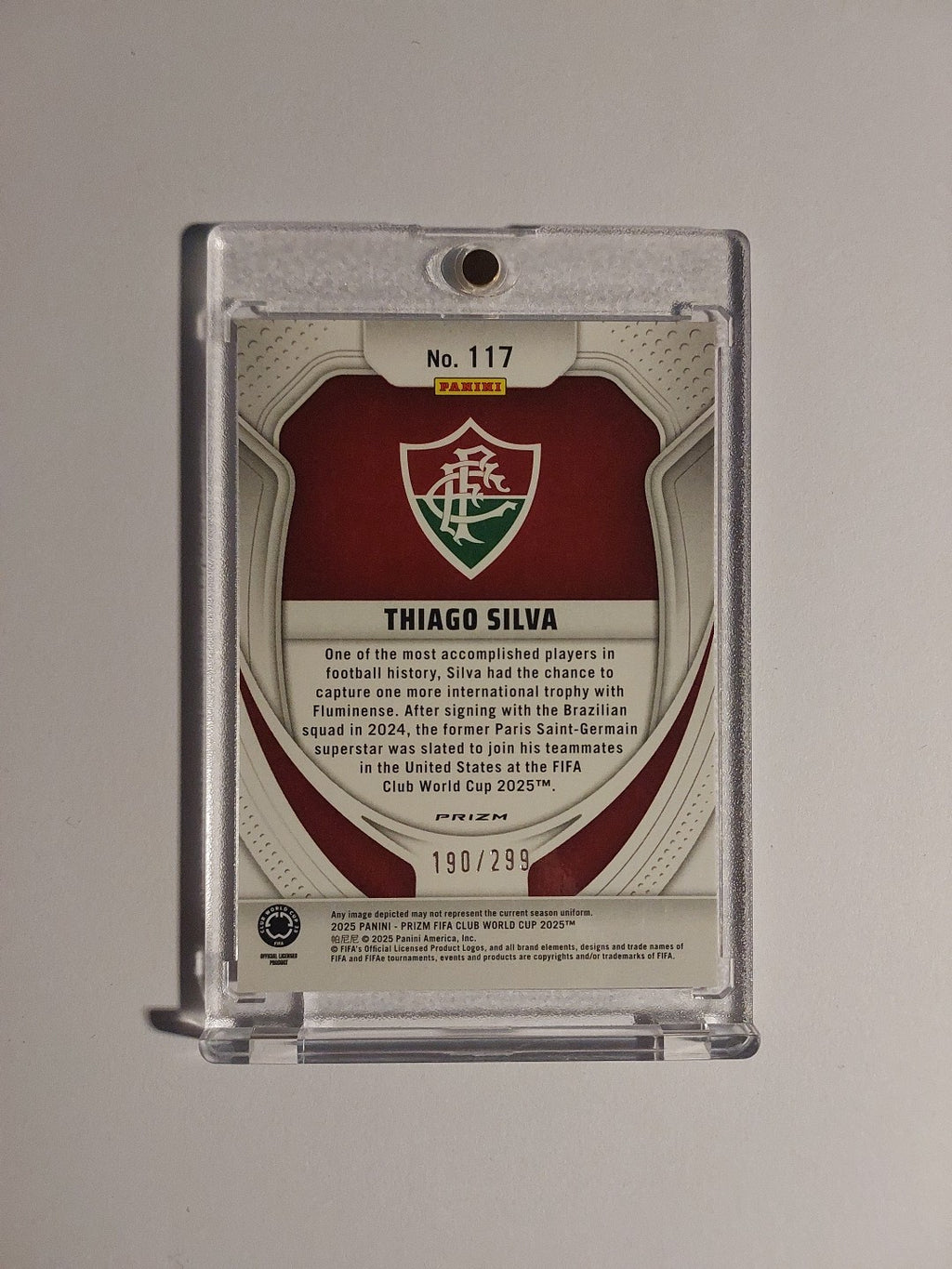 Panini Prizm Club WC 2025 Thiago Silva Fluminese Chelsea Parallel 190/299 Rare – Bild 2
