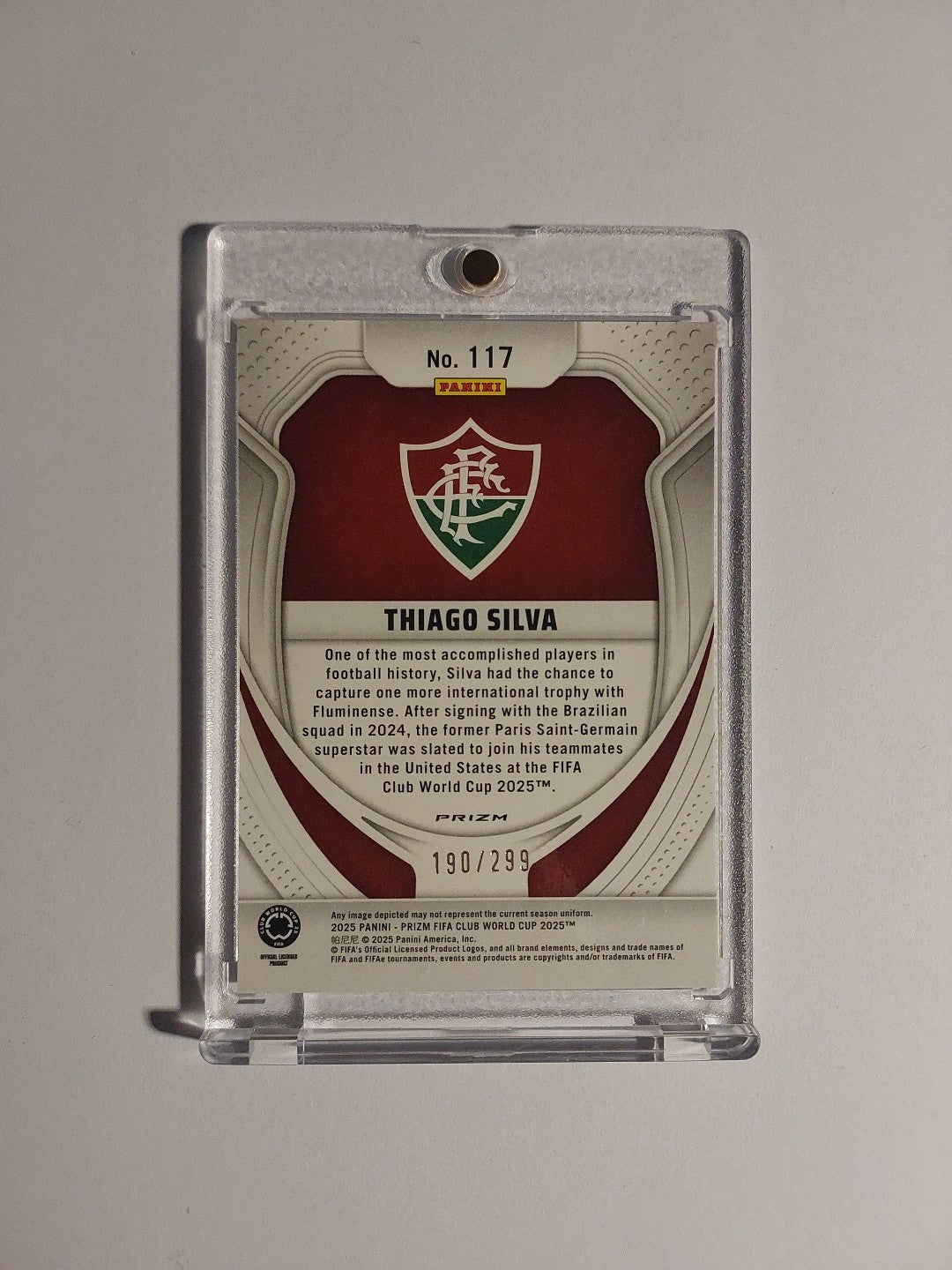 Panini Prizm Club WC 2025 Thiago Silva Fluminese Chelsea Parallel 190/299 Rare – Bild 2