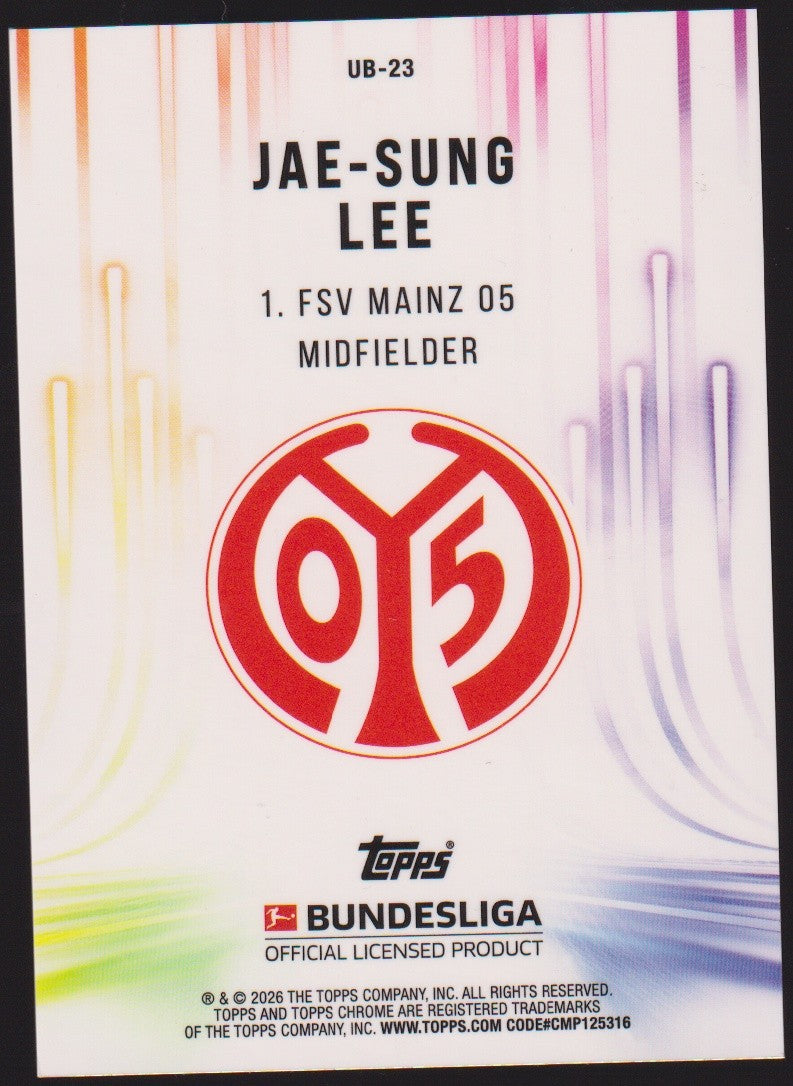 Topps 2025-26 Jae-Sung Lee 1. FSV Mainz 05 Chrome Parallel 39/52 ToppsFractor – Bild 2