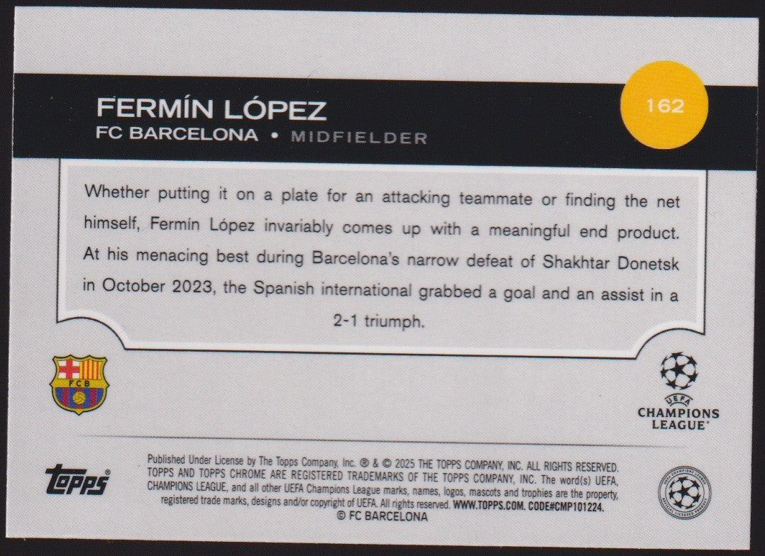 Topps Chrome 2024-25 Fermín López Rookie FC Barcelona Parallel Rare – Bild 2