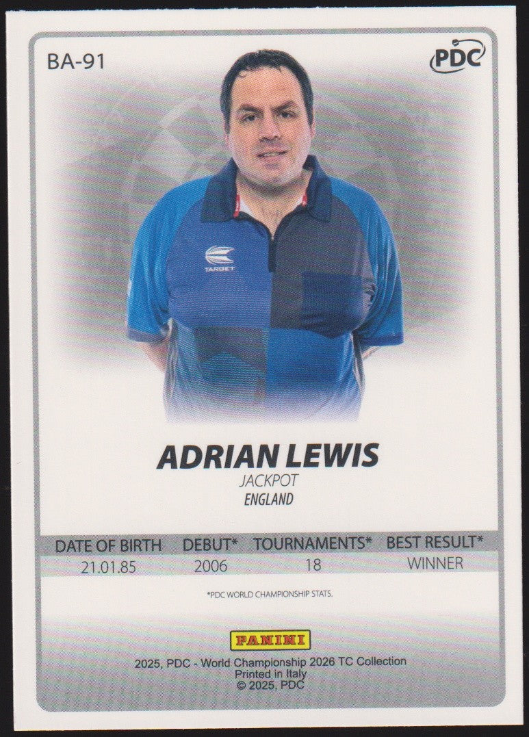 Panini PDC World Championship 2026 Adrian Lewis Refractor Parallel – Bild 2