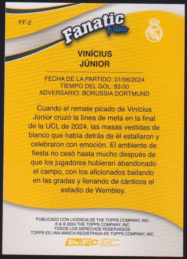 Topps Fanatic Fans 2023-24 Vinícius Júnior Real Madrid C.F. Parallel Rare – Bild 2